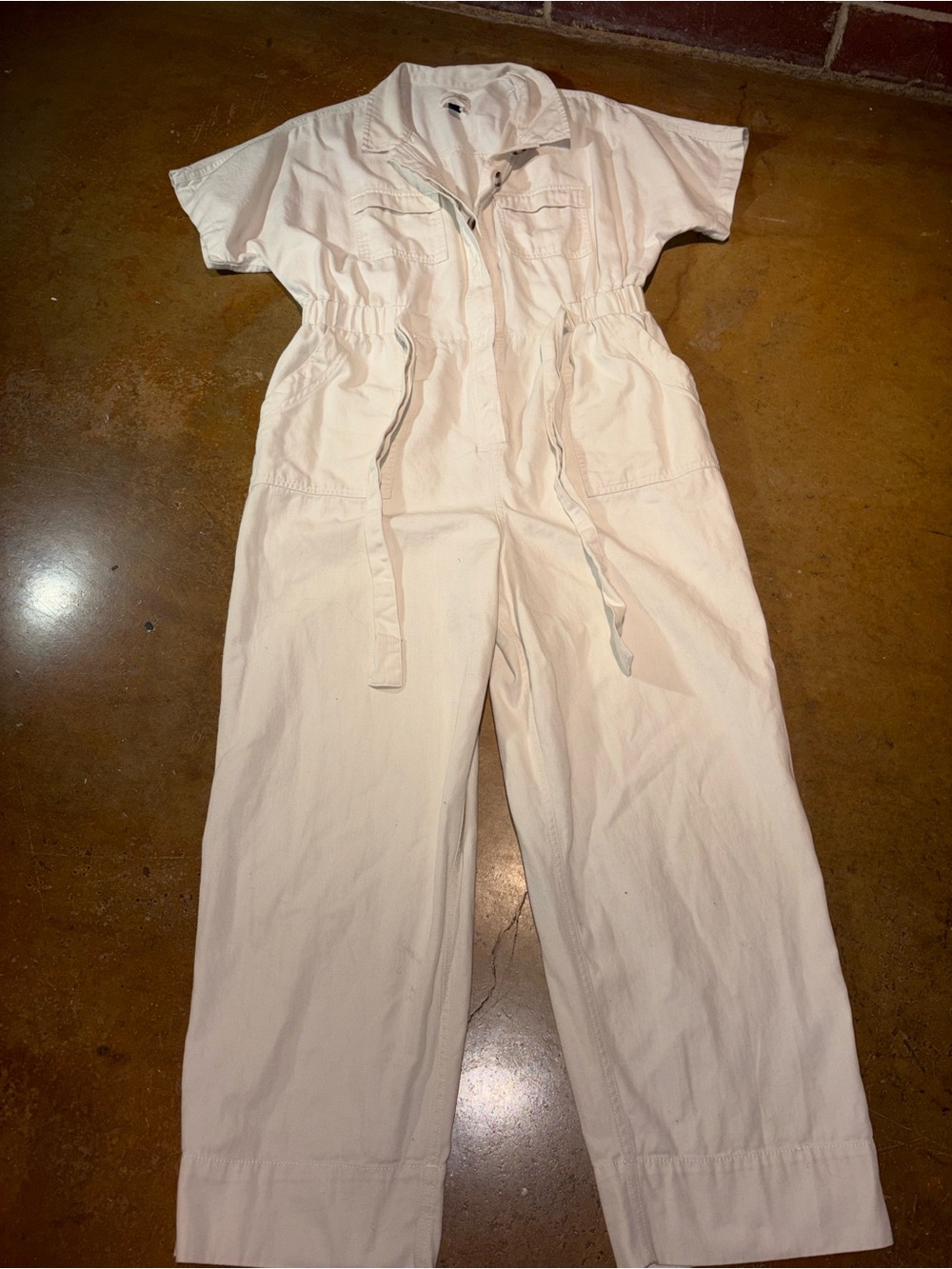 Universal Thread Cream Short-Sleeve Utility Jumpsuit